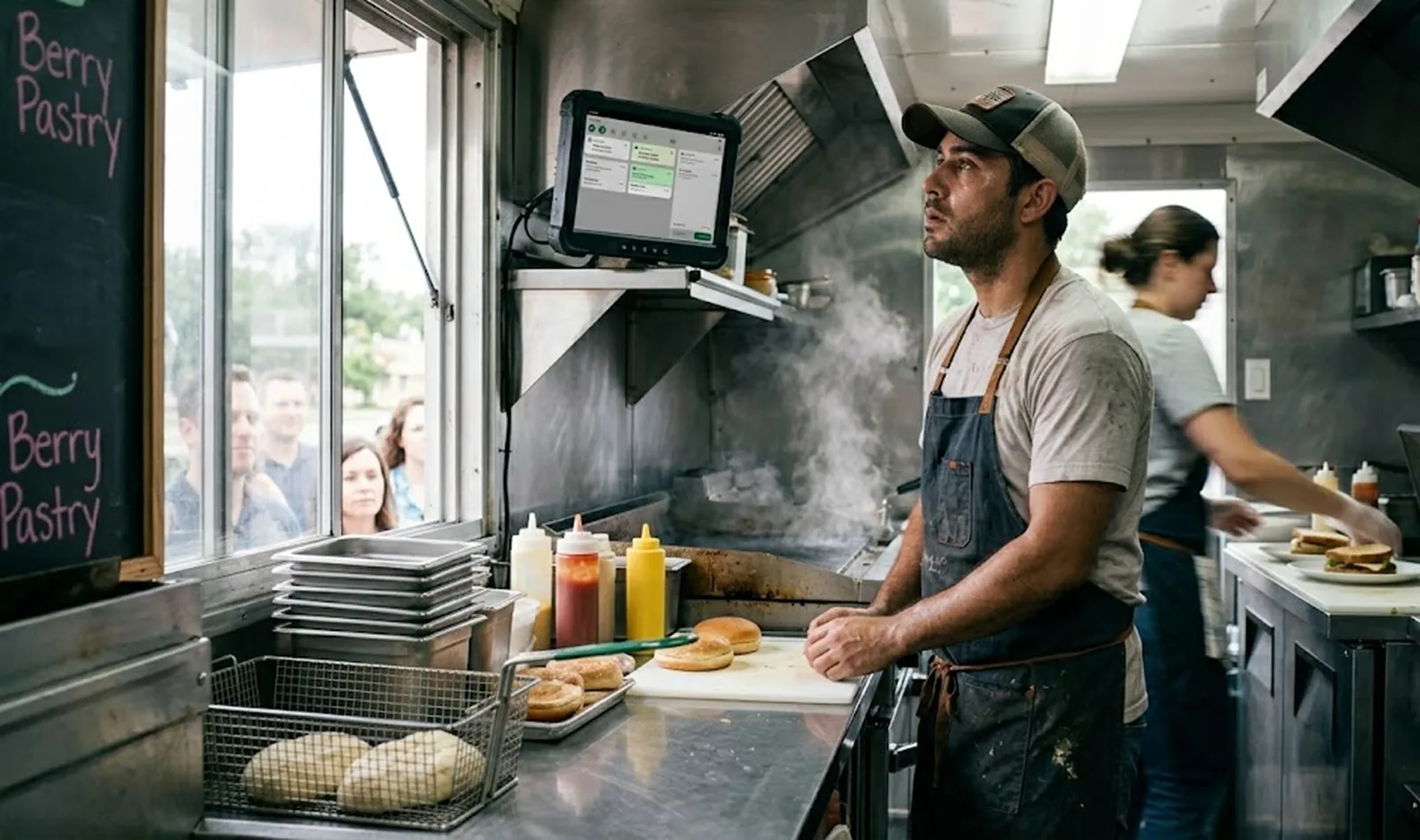 Mobile order taking with smartphone at the food truck service window